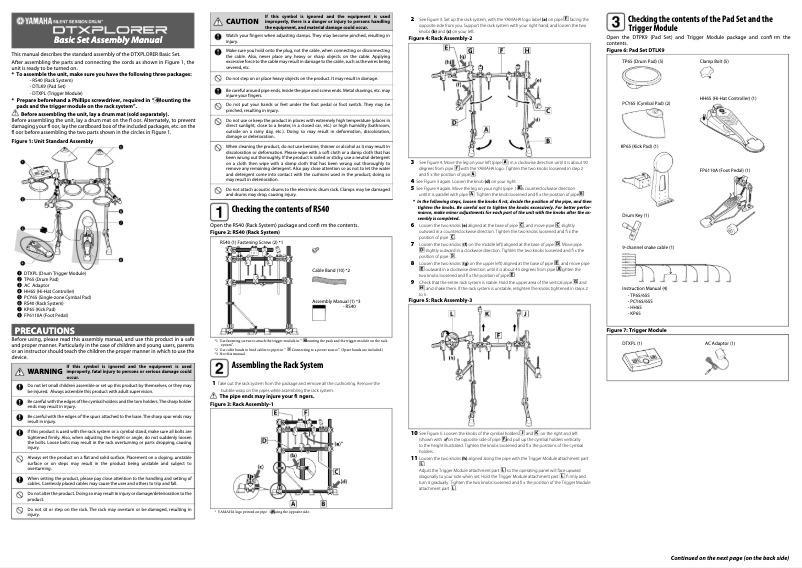 Page 1 de la notice Instructions / montage Yamaha DTXPLORER