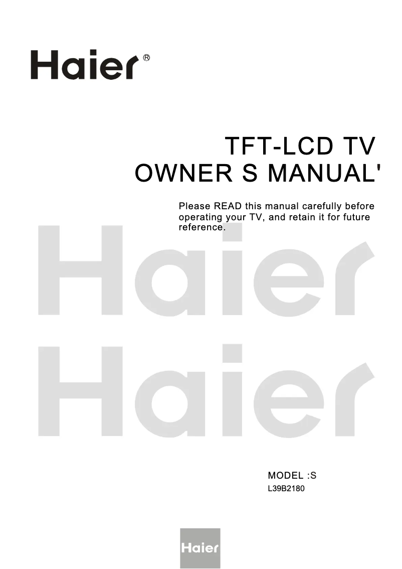 Page 1 de la notice Manuel utilisateur Haier L39B2180