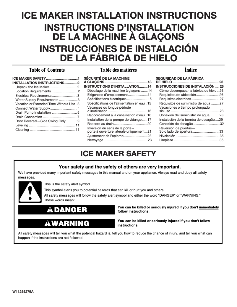 Page 1 de la notice Guide d'installation KitchenAid KUID508HWH