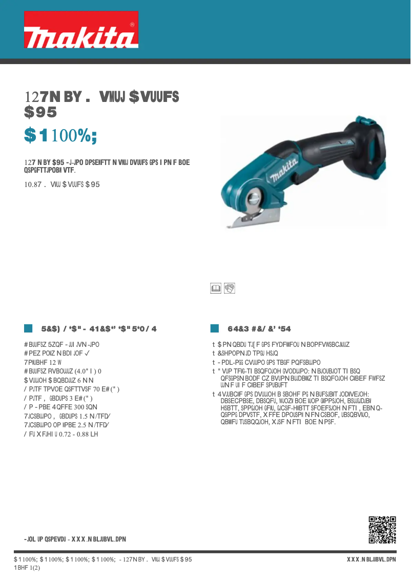Page 1 de la notice Fiche technique Makita CP100D