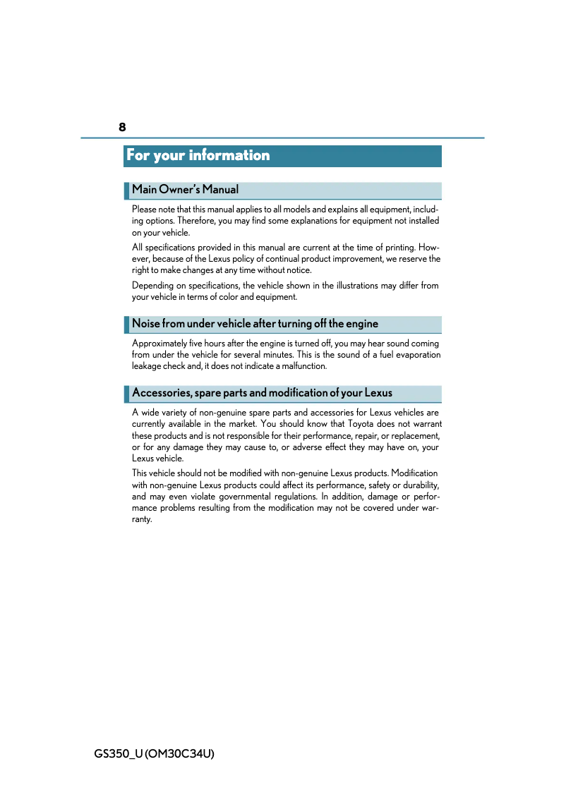 Image de la première page du manuel de l'appareil GS 350 (2013)