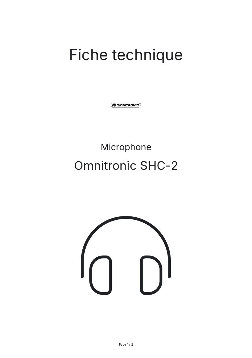 Page n°1 - Fiche technique Omnitronic SHC-2
