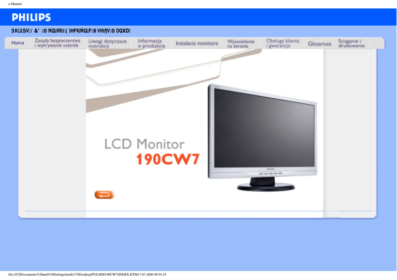 Page n°1 - Manuel utilisateur Philips 190CW7CS