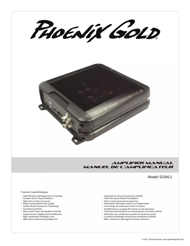 Page 1 de la notice Manuel utilisateur Phoenix Gold SD200.2