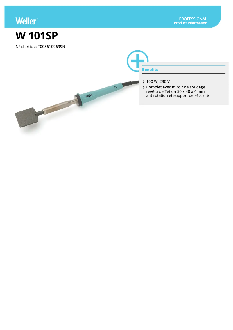 Page 1 de la notice Fiche technique Weller W 101