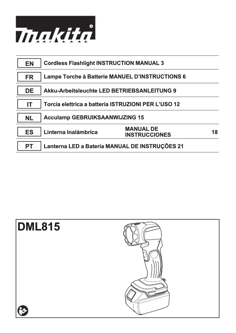 Page 1 de la notice Manuel utilisateur Makita DML815