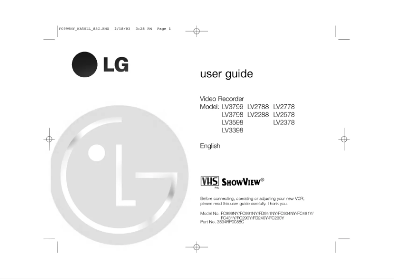 Page n°1 - Manuel utilisateur LG FC999NY