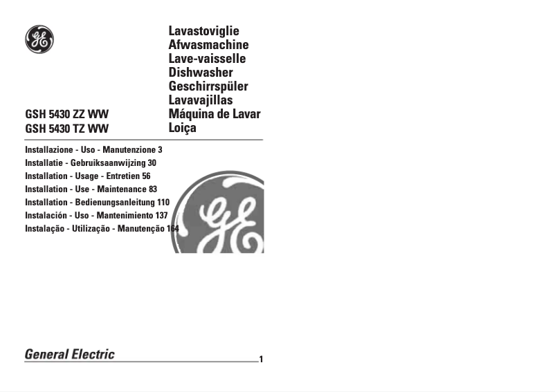Page n°1 - Manuel utilisateur GE GSH5430ZZW