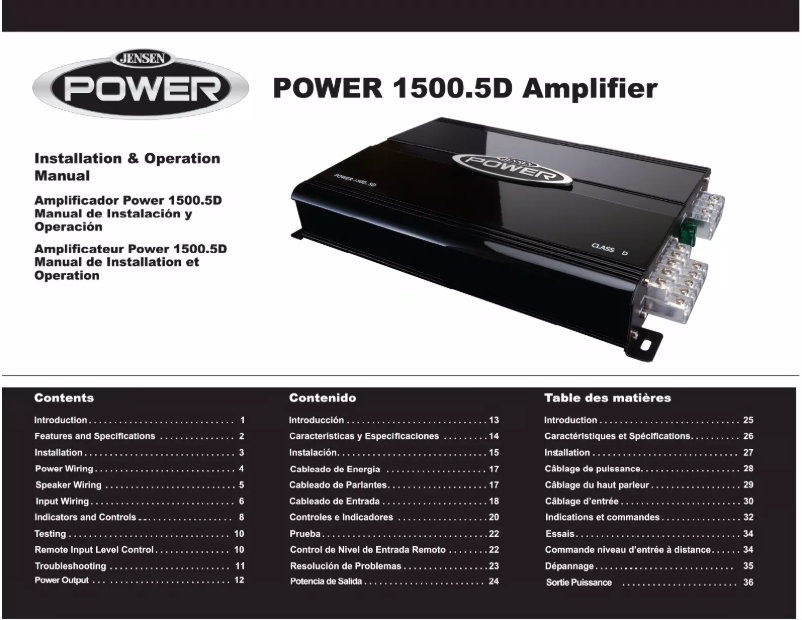 Image de la première page du manuel de l'appareil Power 1500.50