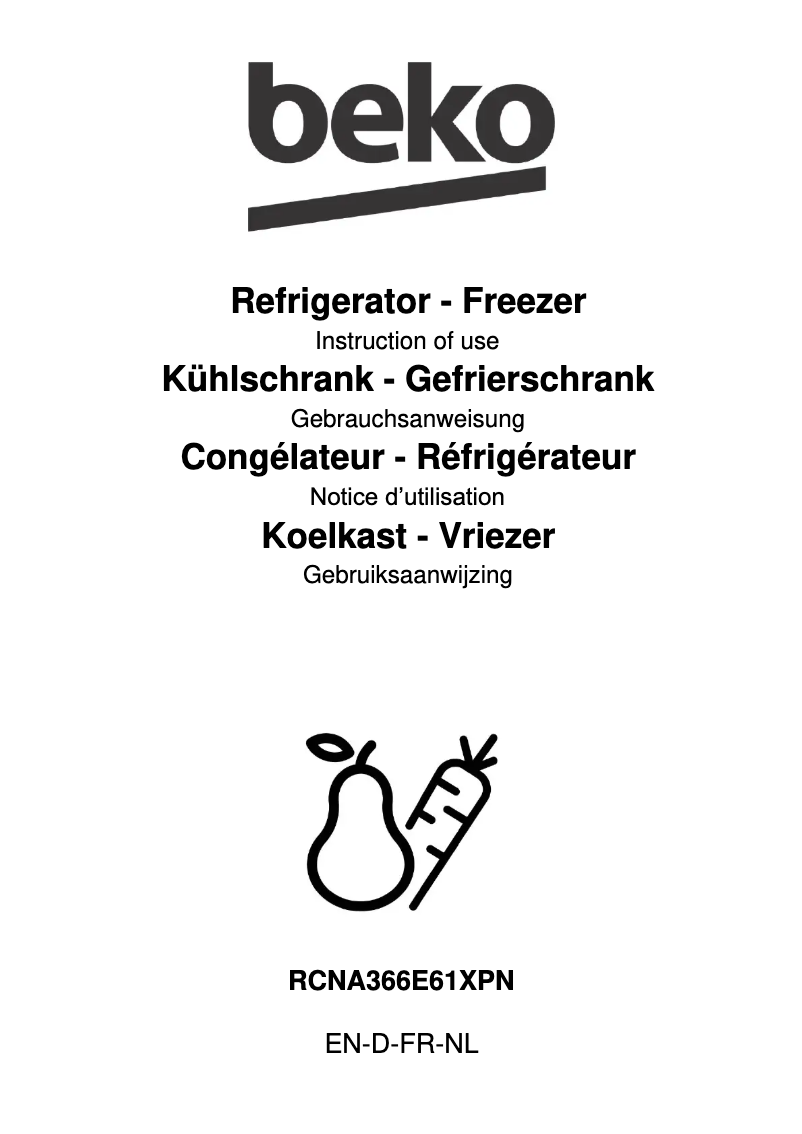 Image de la première page du manuel de l'appareil RCNA366E61XPN