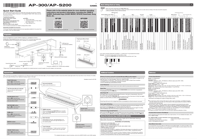 Page 1 de la notice Guide de démarrage rapide Casio AP-S200