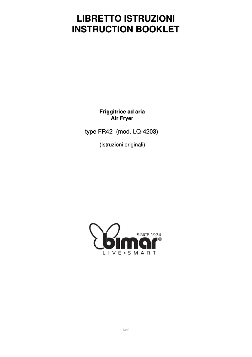 Page 1 de la notice Manuel utilisateur Bimar FR42