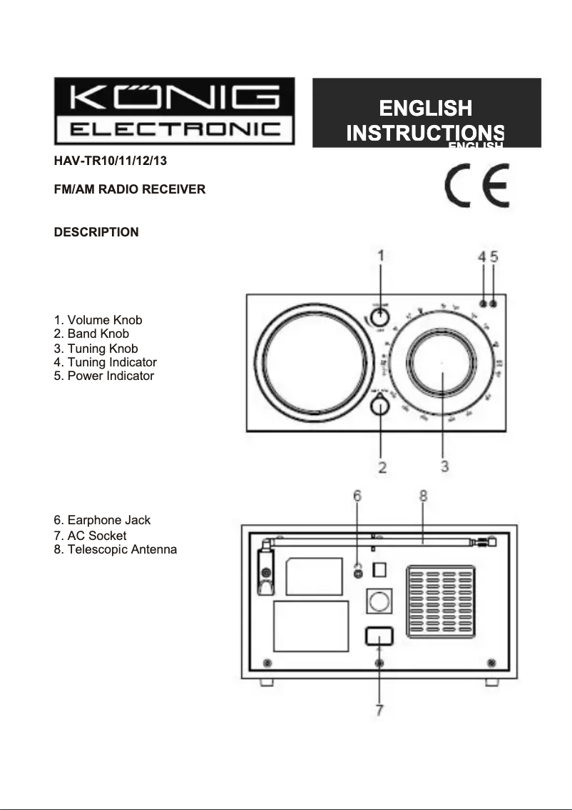 Image de la première page du manuel de l'appareil HAV-TR11