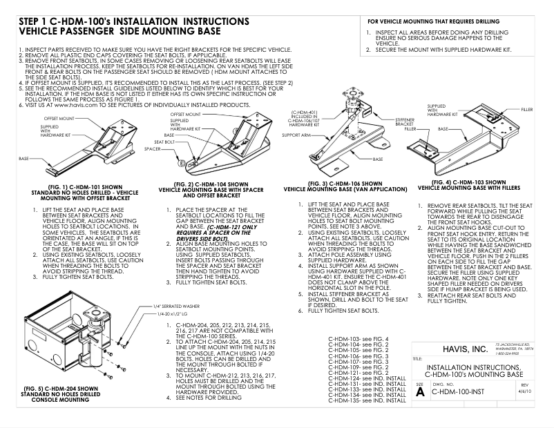 Page n°1 - Manuel utilisateur Havis PKG-PSM-111