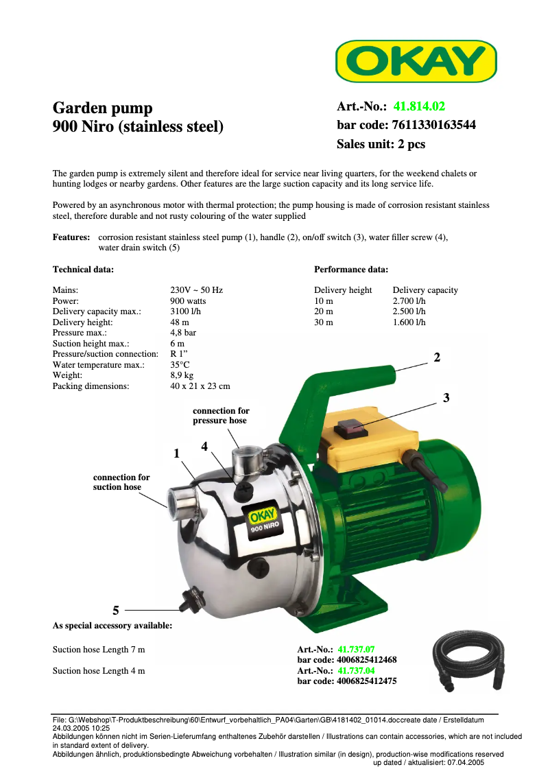 Image de la première page du manuel de l'appareil 900 Niro