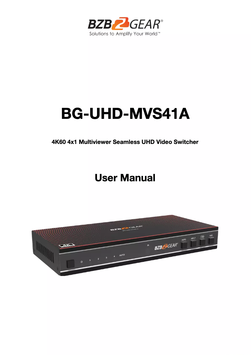 Page n°1 - Manuel utilisateur BZBGear BG-UHD-MVS41A