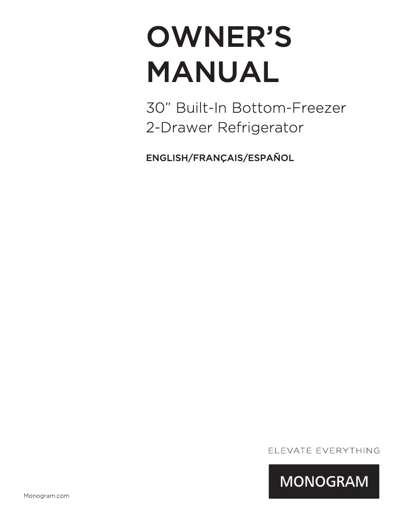 Page n°1 - Manuel utilisateur Monogram ZIK30GNNII