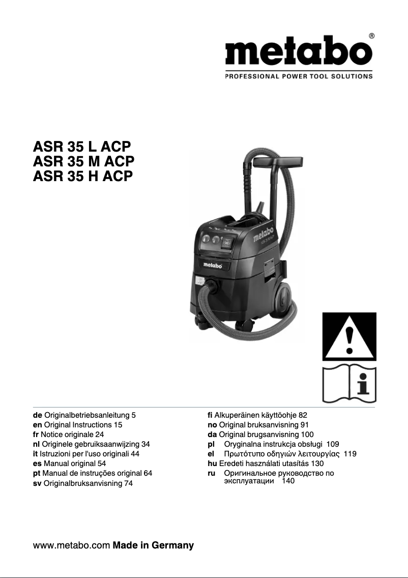 Imagen de la primera página del manual del dispositivo ASR 35 L ACP