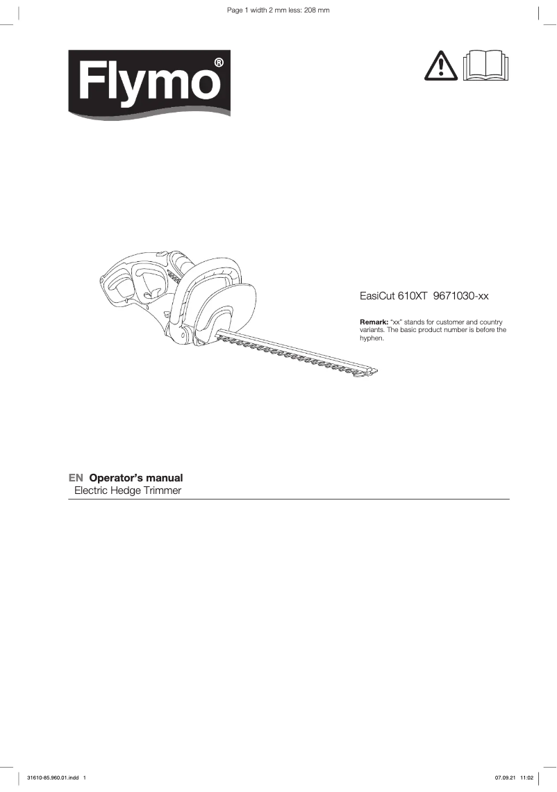Page n°1 - Manuel utilisateur Flymo EasiCut 610XT