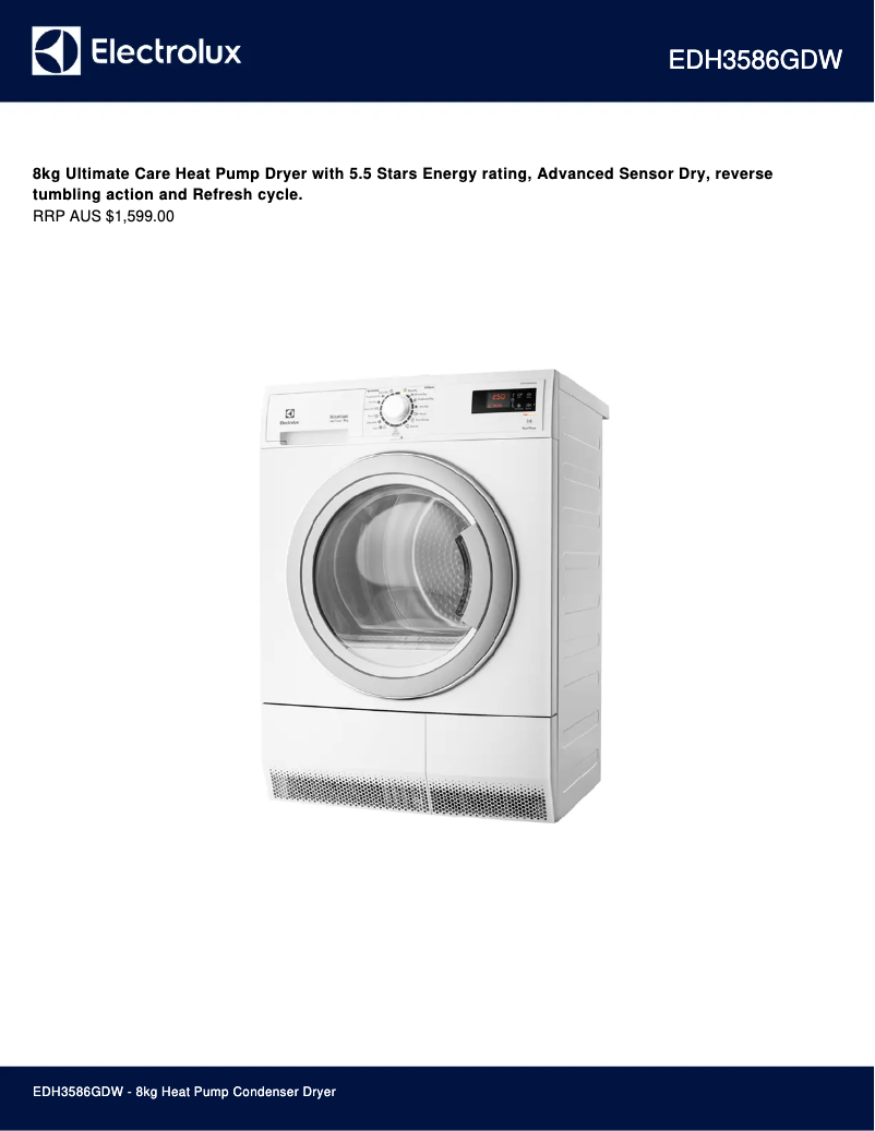 Page n°1 - Fiche technique Electrolux EDH3586GDW