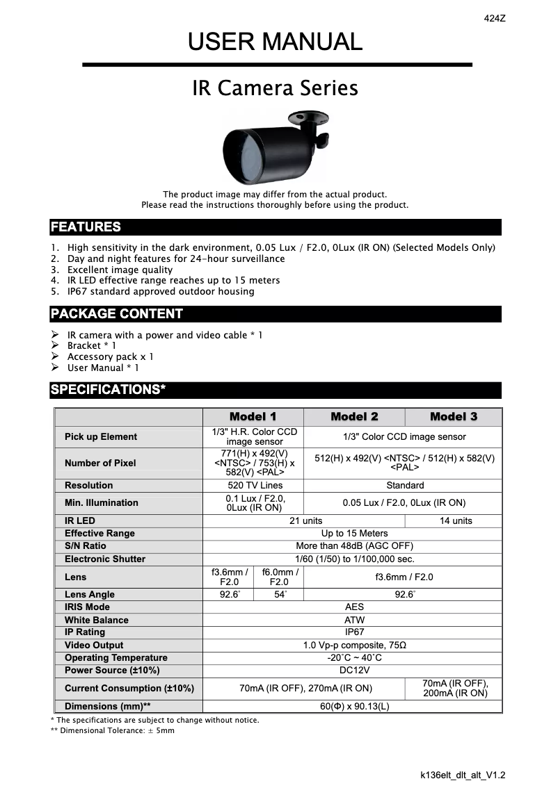 Image de la première page du manuel de l'appareil KPC136ALT