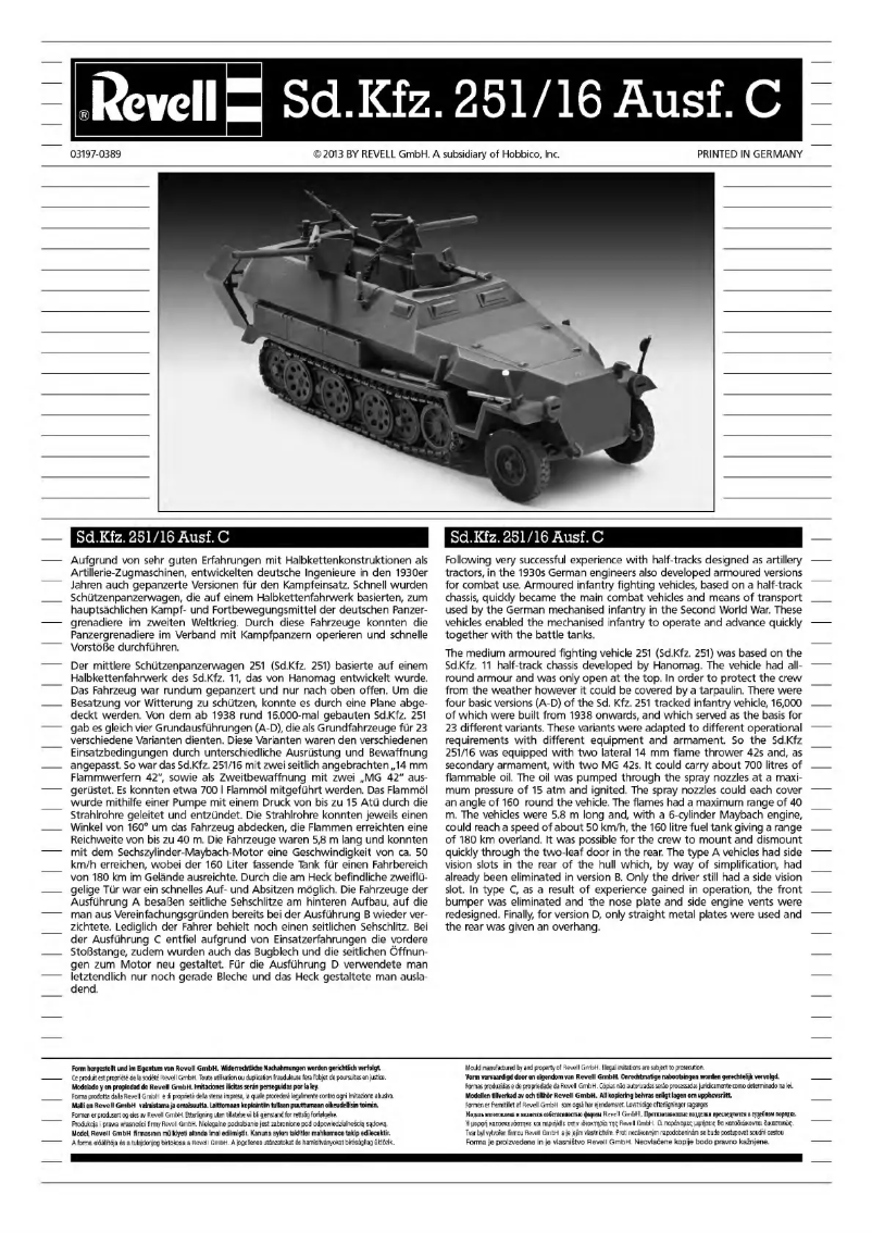 Image de la première page du manuel de l'appareil Sd.Kfz. 251/16 Ausf. C