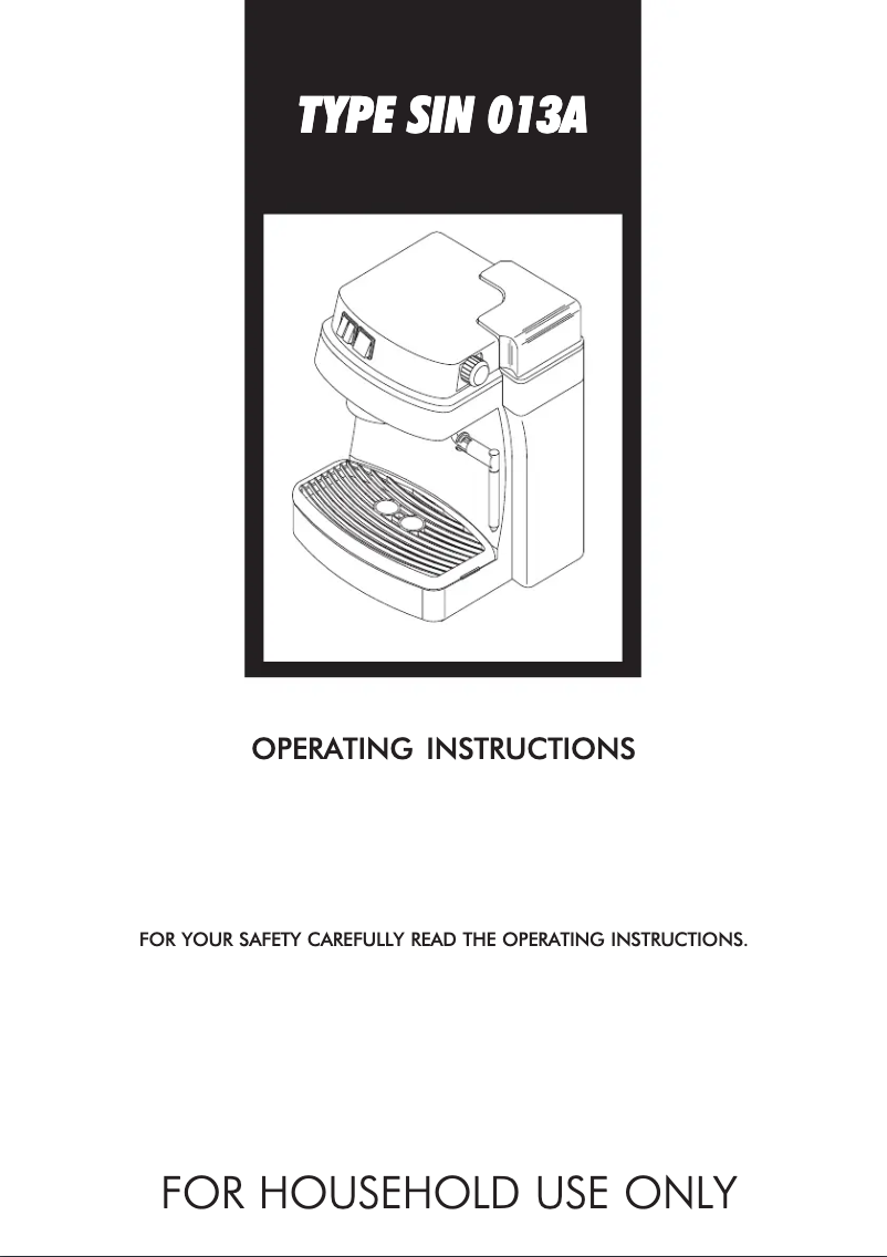 Page 1 of the manual User Manual Philips Saeco Via Veneto SIN013A