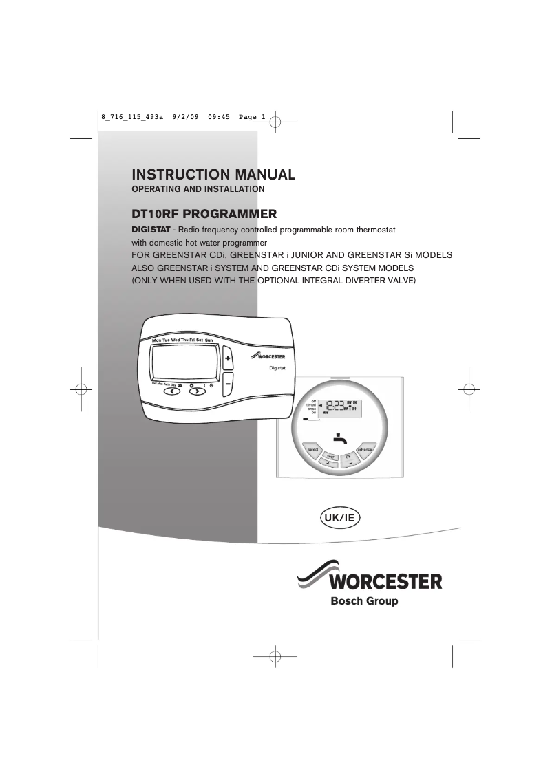 Page 1 de la notice Manuel utilisateur Bosch Digistat DT10RF