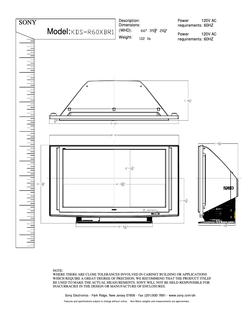 Page n°1 - Guide d'installation Sony KDS-R60XBR1