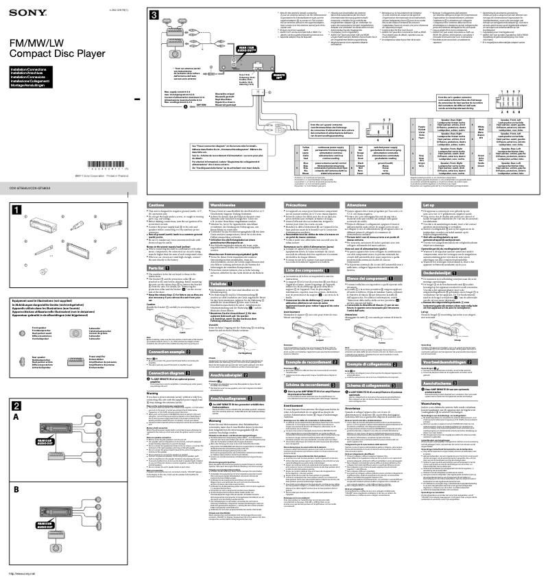 Page n°1 - Guide d'installation Sony CDX-GT560UI