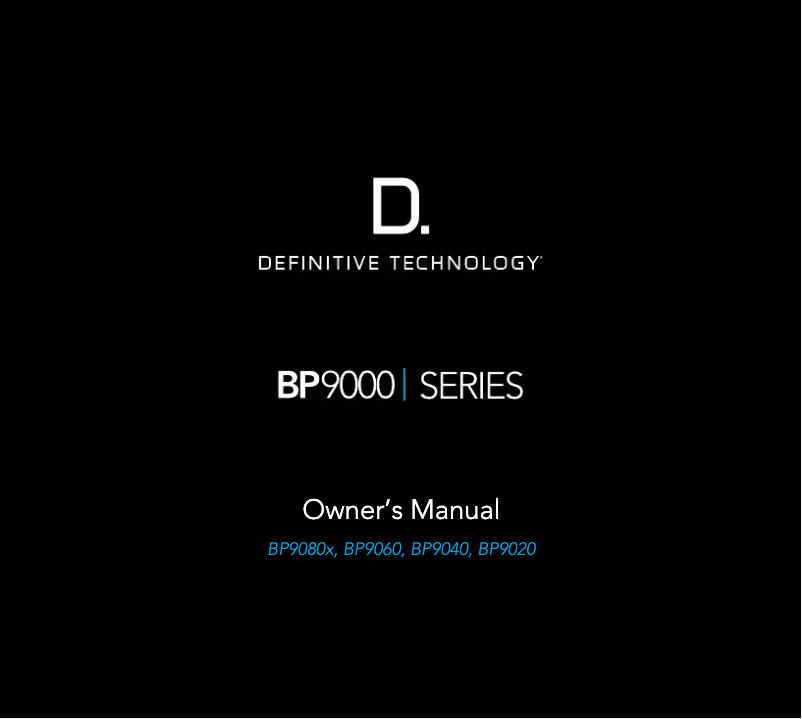 Page n°1 - Manuel utilisateur Definitive Technology BP9080x