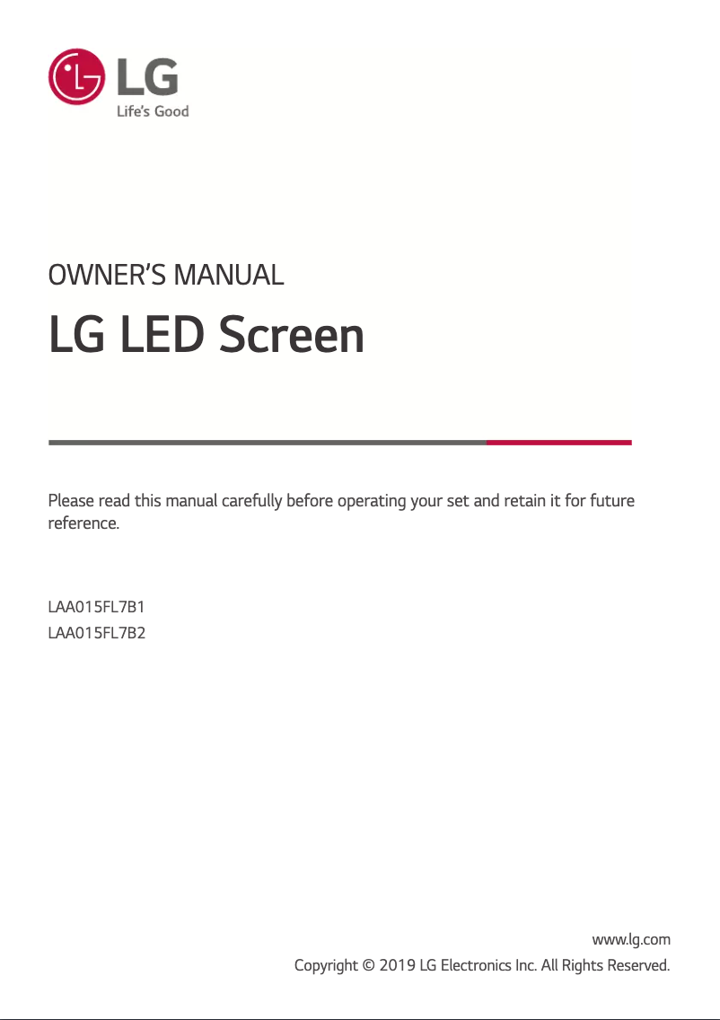 Page 1 de la notice Manuel utilisateur LG LAA015F