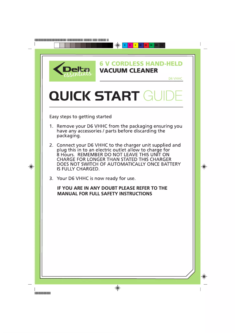 Image de la première page du manuel de l'appareil D6 VHHC