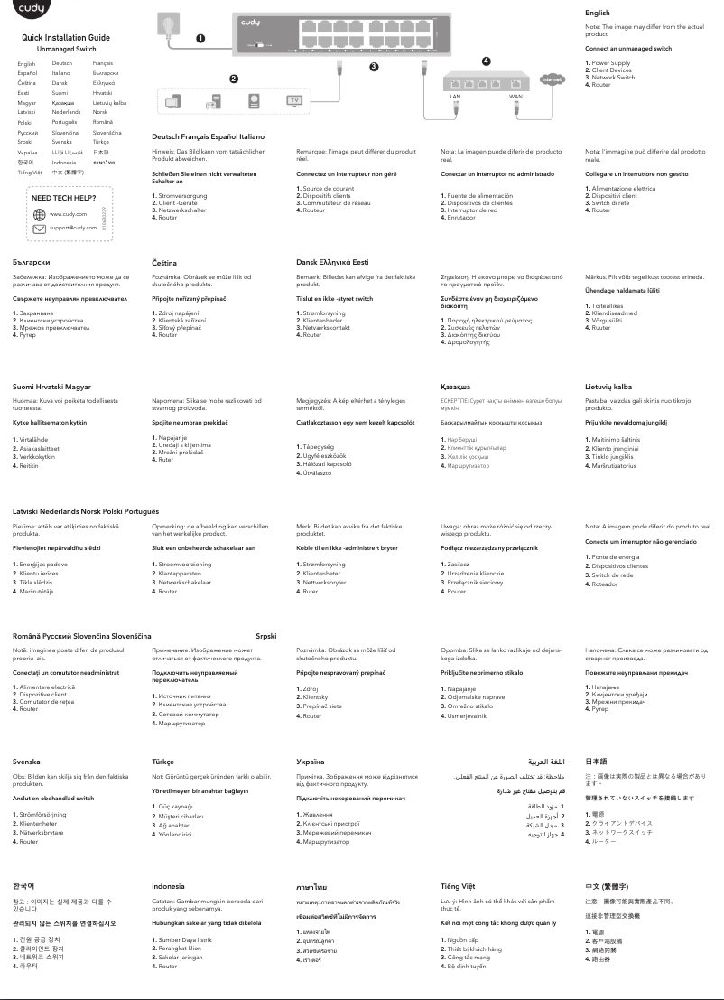 Página 1 del manual Guía de instalación Cudy FS108D