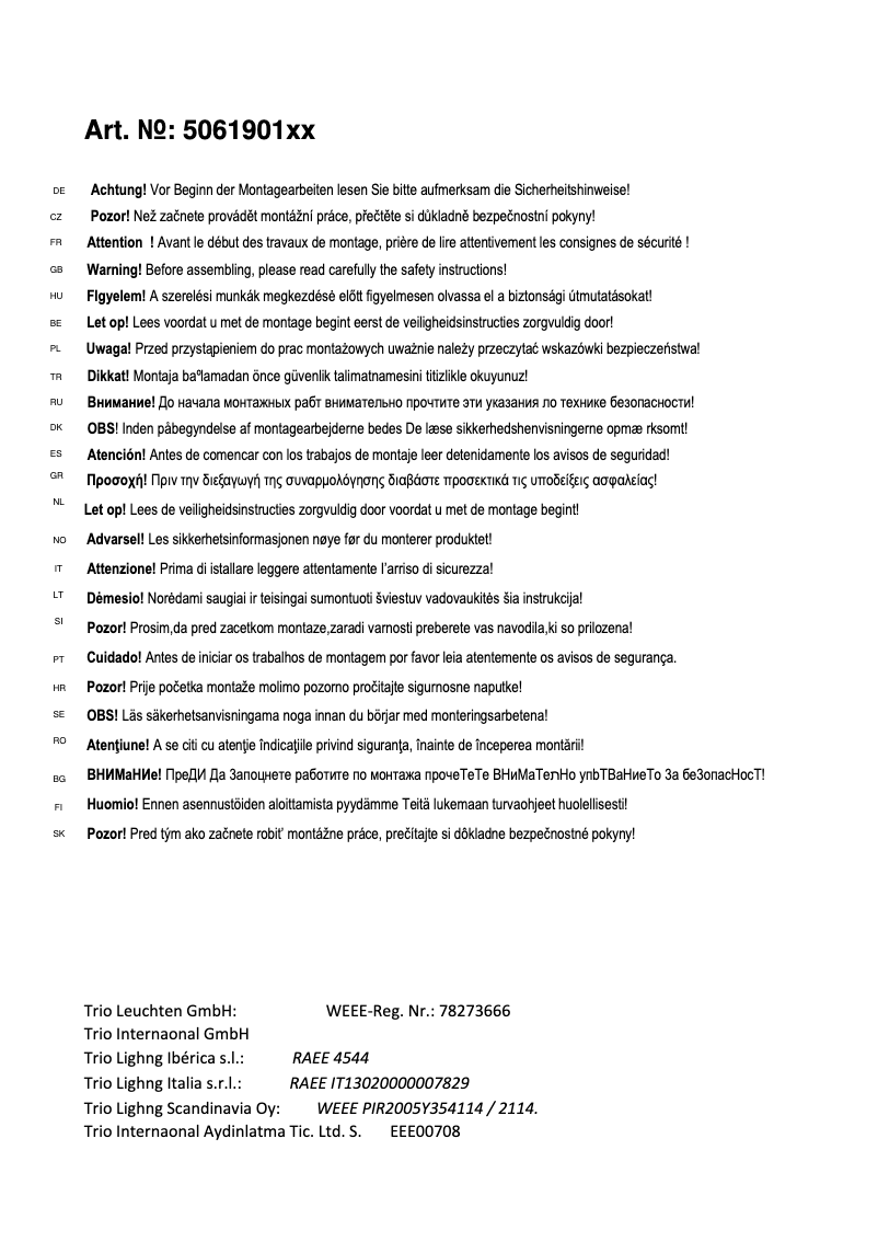 Image de la première page du manuel de l'appareil Faro 506190132