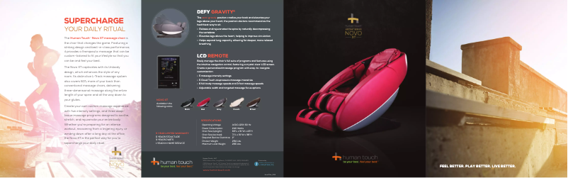 Page n°1 - Manuel d'utilisation et d'entretien Human Touch Novo XT2