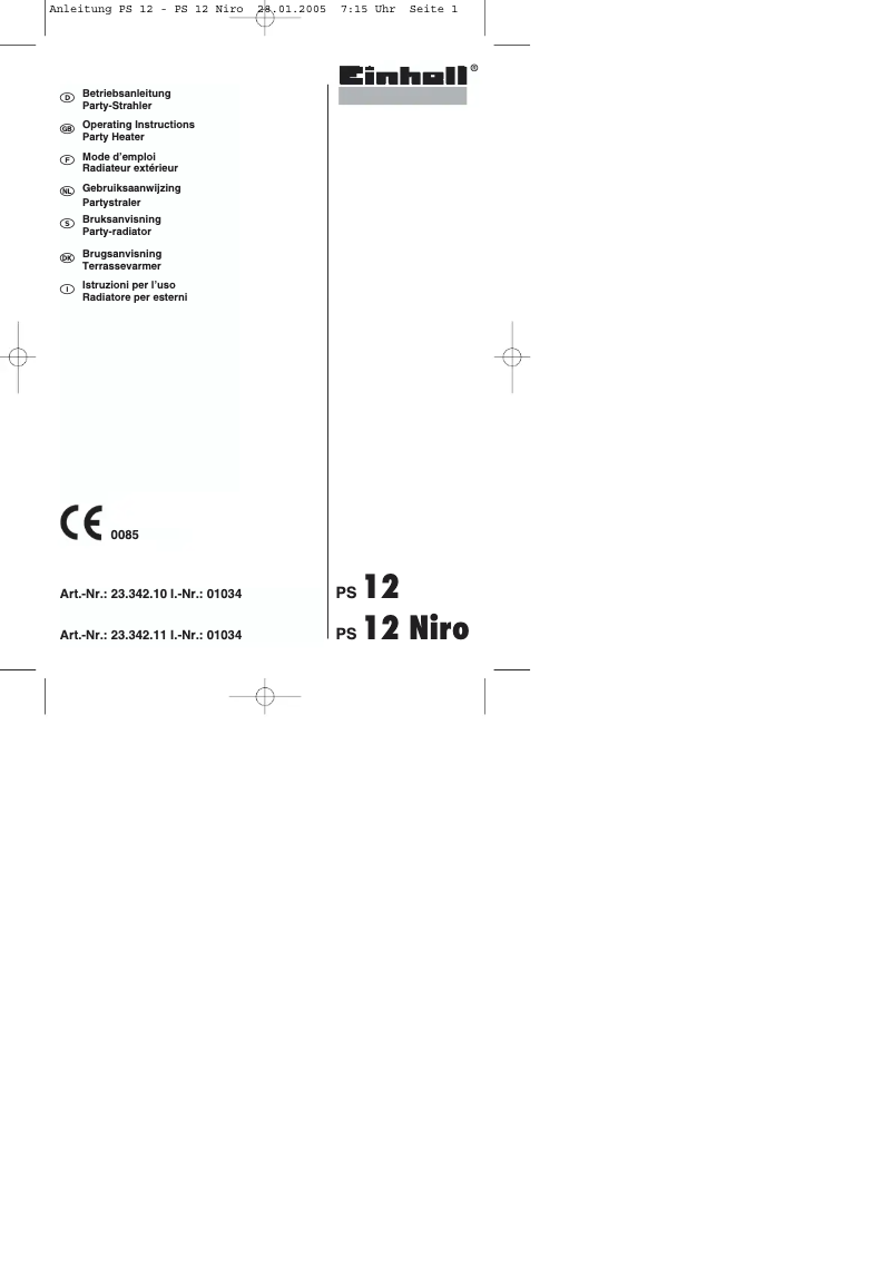 Image de la première page du manuel de l'appareil PS 12