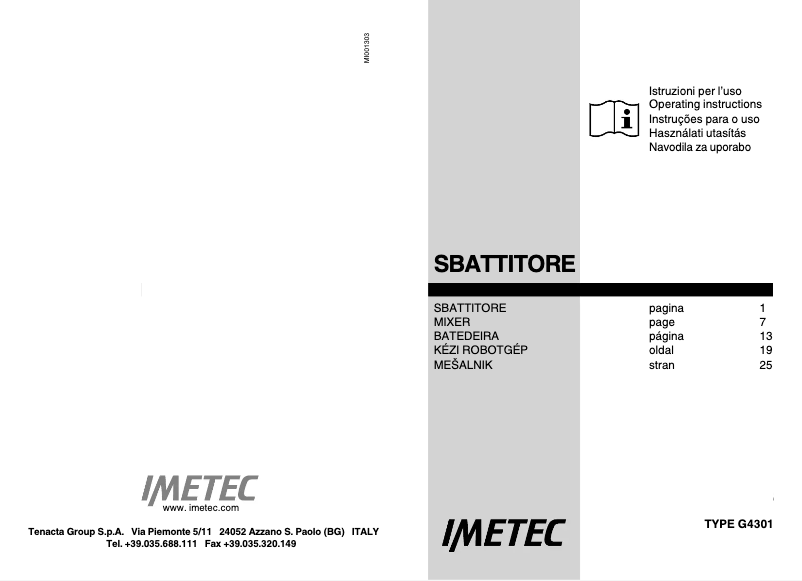 Image de la première page du manuel de l'appareil G4301