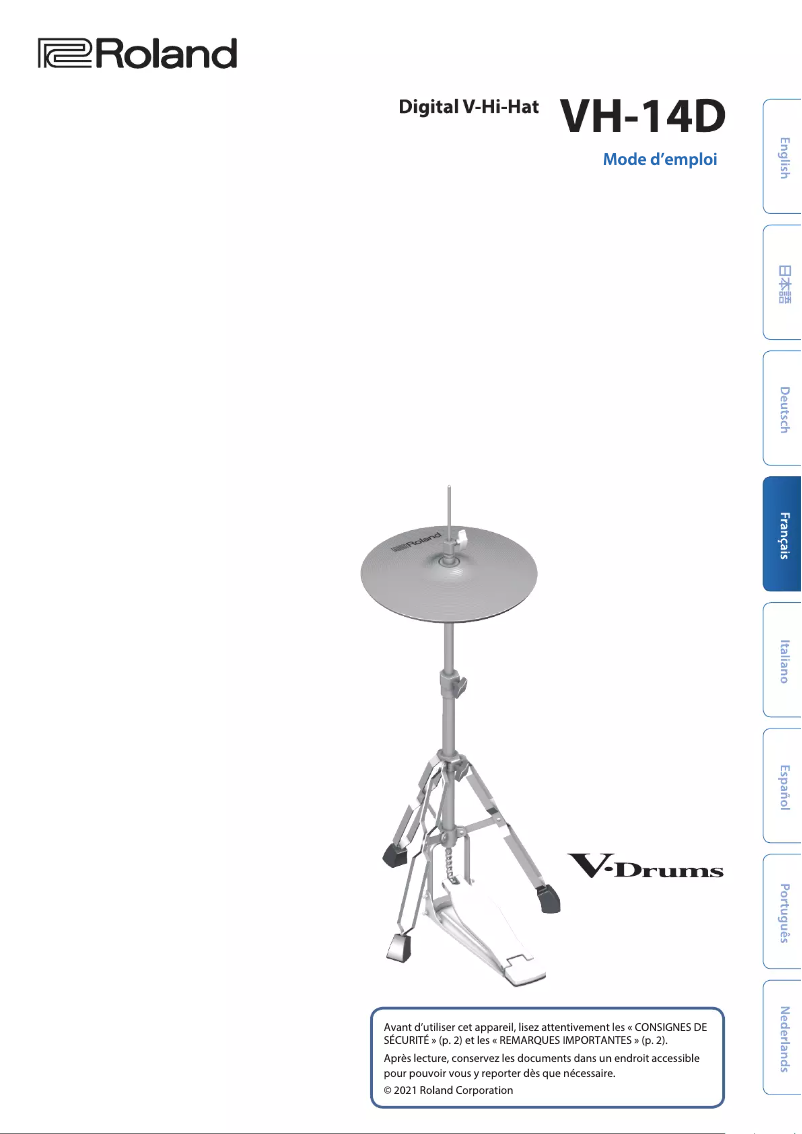 Page 1 de la notice Manuel utilisateur Roland VH-14D