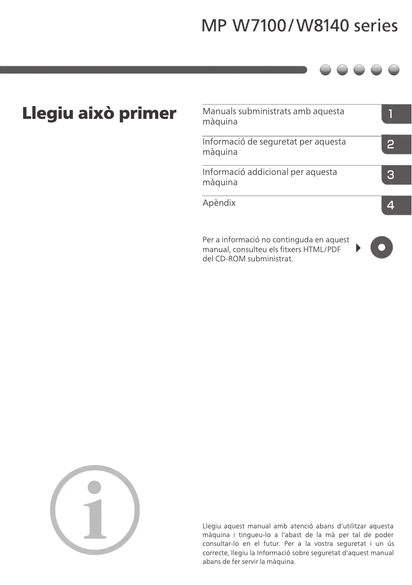 Page n°1 - Instructions de sécurité Ricoh MP W7100SP