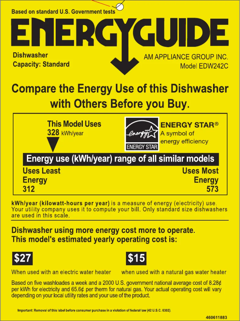 Page 1 de la notice Label énergétique Eurotech GSDA100KBB