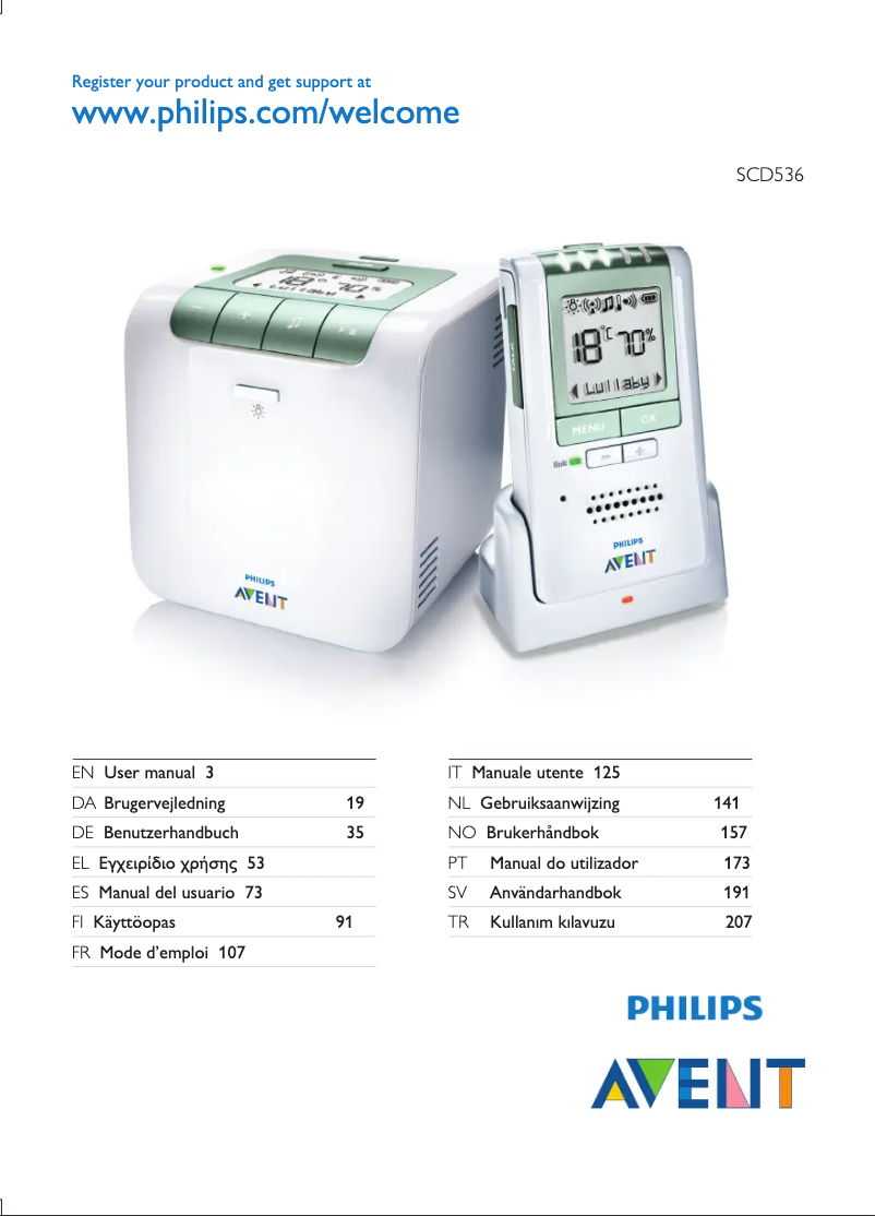 Page 1 de la notice Manuel utilisateur Philips AVENT SCD536