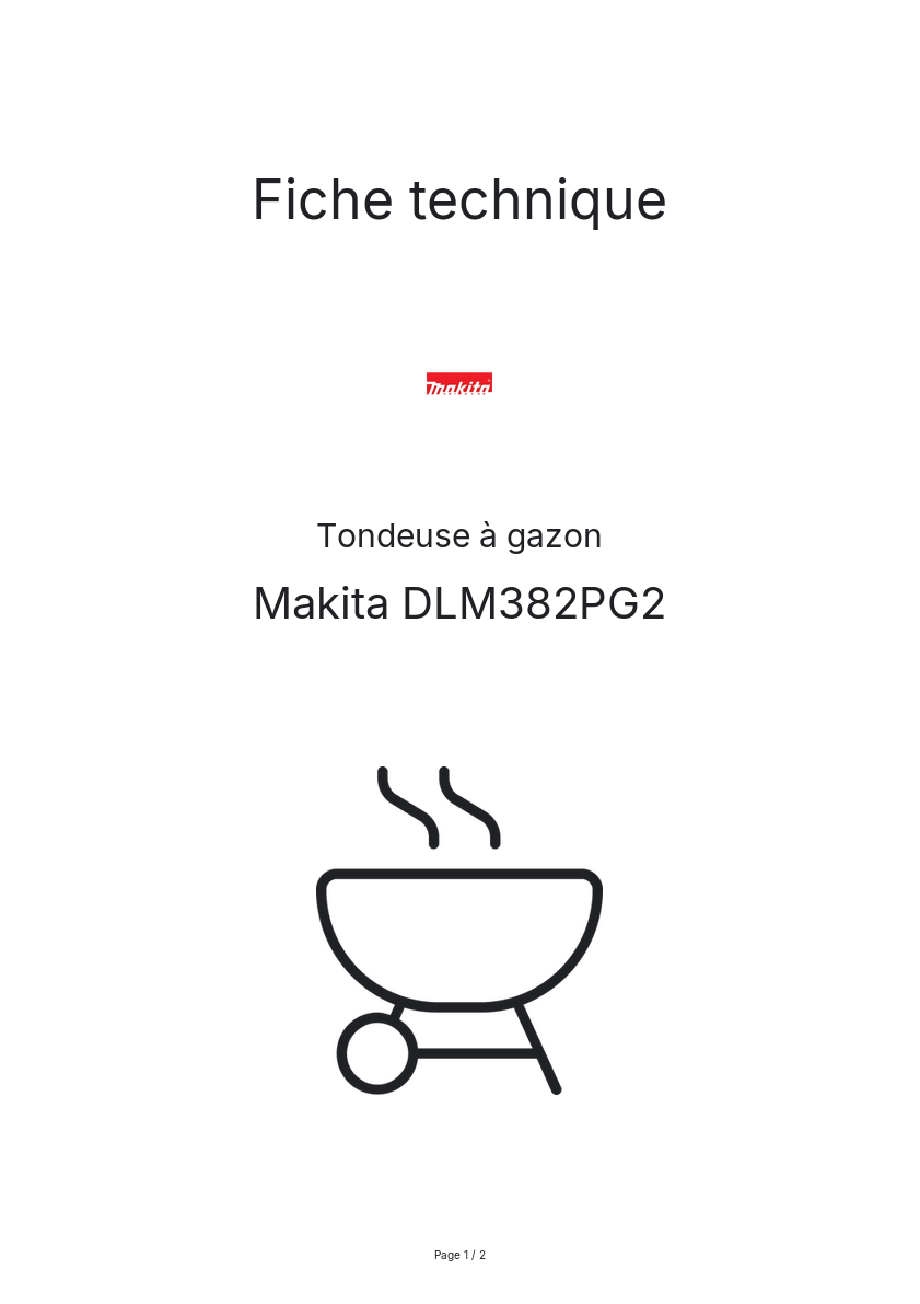 Page n°1 - Fiche technique Makita DLM382PG2