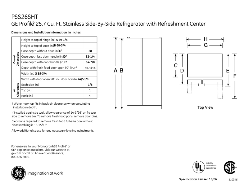 Image de la première page du manuel de l'appareil Profile PSS26SHTSS