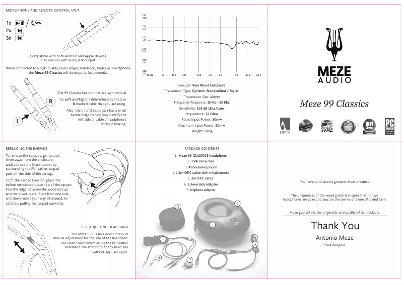 Page n°1 - Manuel utilisateur Meze Audio 99 Neo