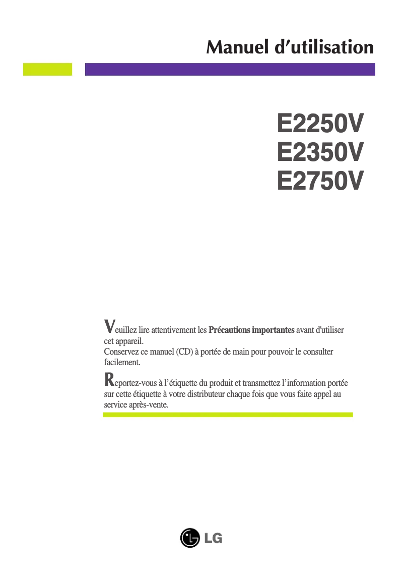 Page n°1 - Manuel utilisateur LG E2750V