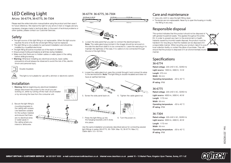 Page n°1 - Manuel utilisateur Cotech 36-7304
