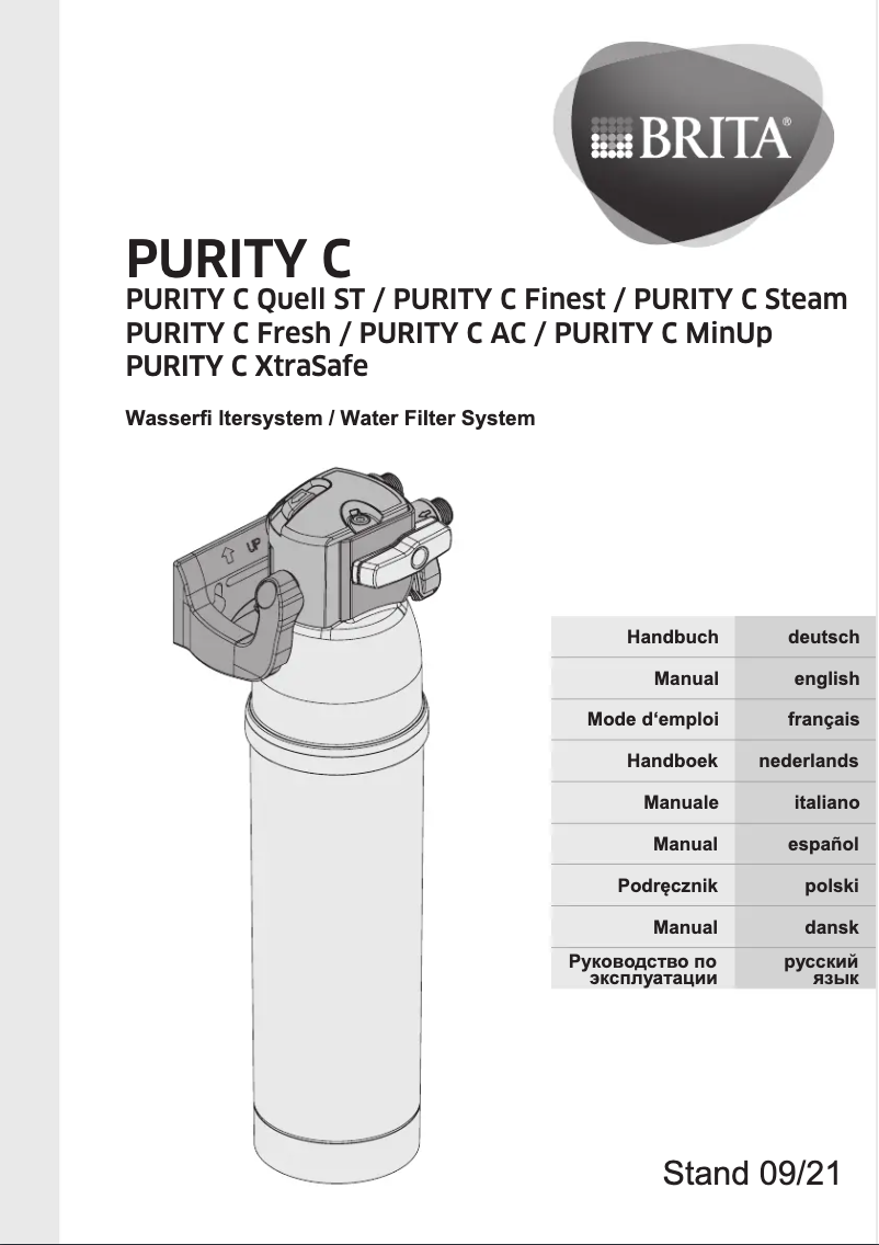 Page 1 de la notice Manuel utilisateur BRITA PURITY C500 MinUp