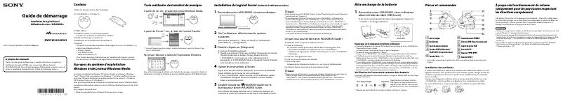 Page 1 de la notice Manuel utilisateur Sony Walkman NWZ-W263