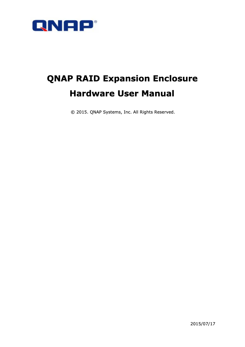 Page 1 de la notice Manuel utilisateur QNAP REXP-1620U-RP